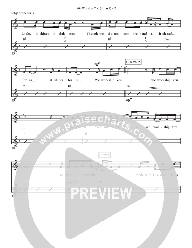 We Worship You (John 1) Lead Sheet (SAT) (Bell Shoals Music)