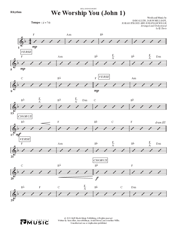 We Worship You (John 1) Rhythm Chart (Bell Shoals Music)