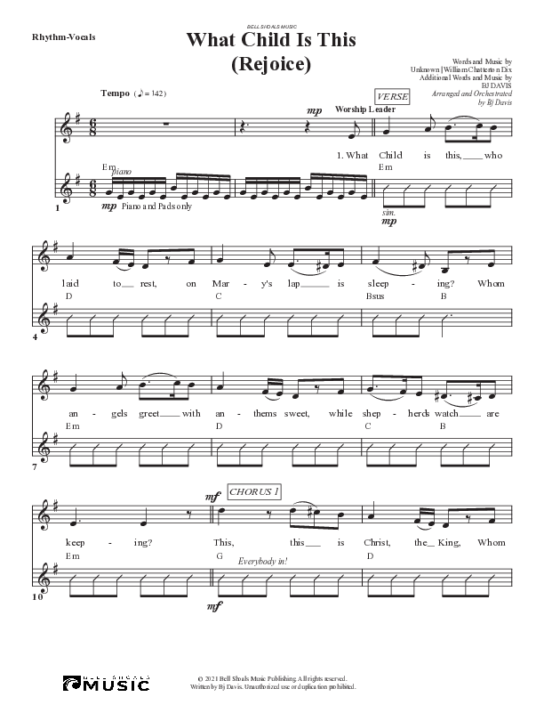What Child Is This (Rejoice) Lead Sheet (SAT) (Bell Shoals Music)