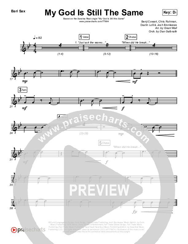 My God Is Still The Same Bari Sax (Sanctus Real)