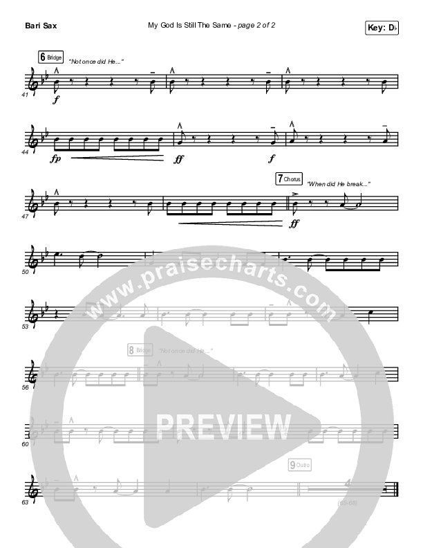 My God Is Still The Same Bari Sax (Sanctus Real)