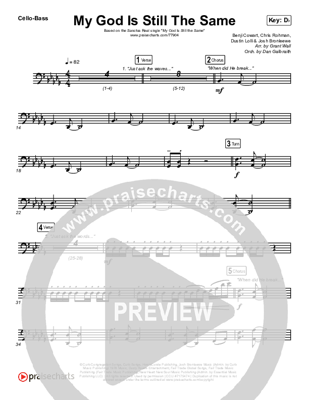 My God Is Still The Same Cello/Bass (Sanctus Real)