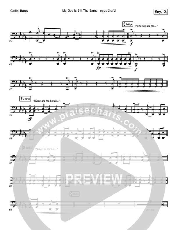 My God Is Still The Same Cello/Bass (Sanctus Real)