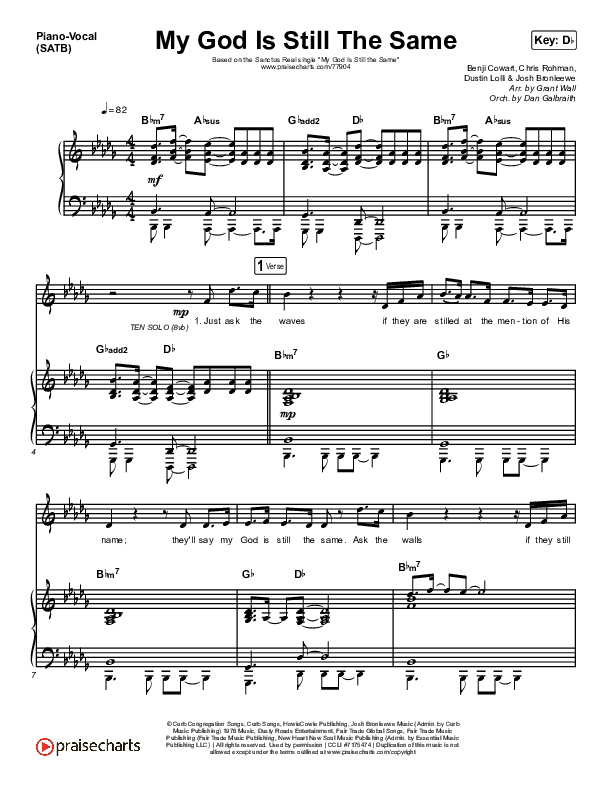 My God Is Still The Same Piano/Vocal (SATB) (Sanctus Real)