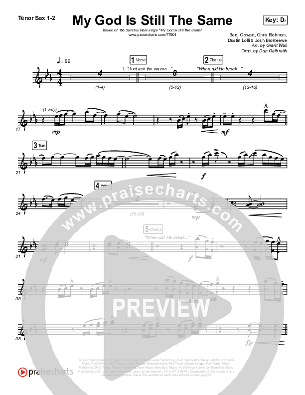 My God Is Still The Same Tenor Sax 1,2 (Sanctus Real)