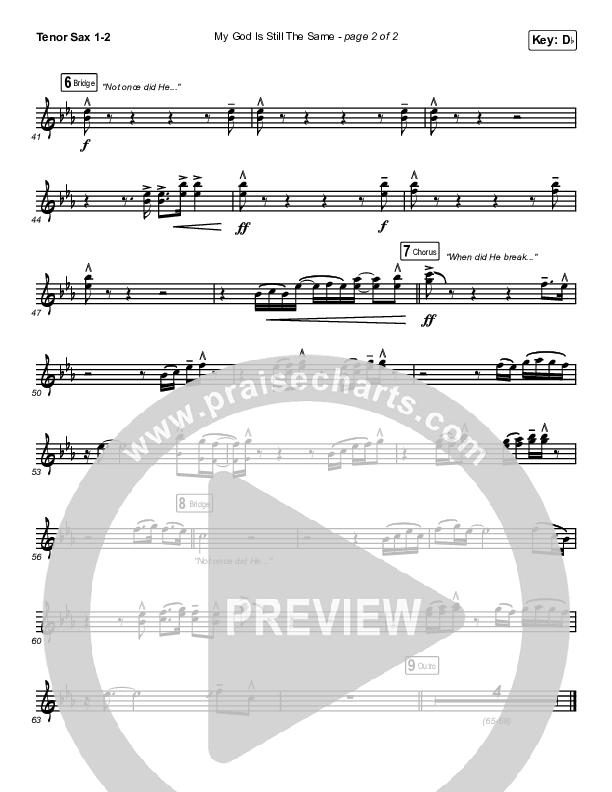 My God Is Still The Same Tenor Sax 1,2 (Sanctus Real)