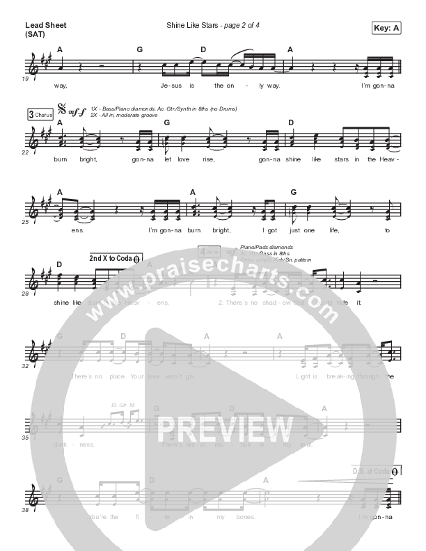 Shine Like Stars Lead Sheet (SAT) (Passion / Brett Younker)