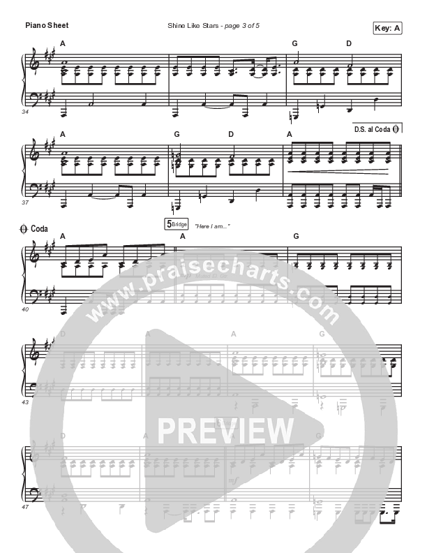 Shine Like Stars Piano Sheet (Passion / Brett Younker)