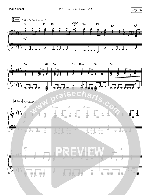 What He's Done (Studio) Piano Sheet (Passion / Kristian Stanfill / Tasha Cobbs Leonard / Anna Golden)