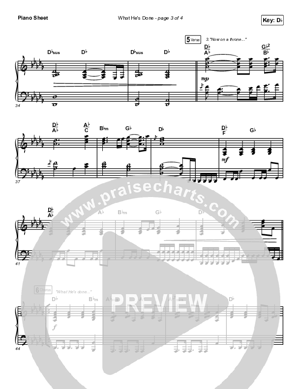 What He's Done (Studio) Piano Sheet (Passion / Kristian Stanfill / Tasha Cobbs Leonard / Anna Golden)