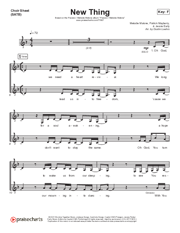 New Thing Choir Vocals (SATB) (Passion / Melodie Malone)