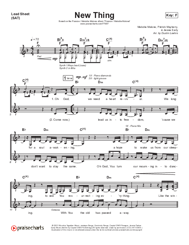 New Thing Lead Sheet (SAT) (Passion / Melodie Malone)