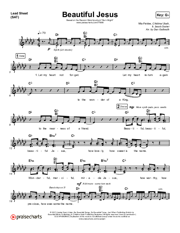 Beautiful Jesus Lead Sheet (SAT) (Passion / Chidima)
