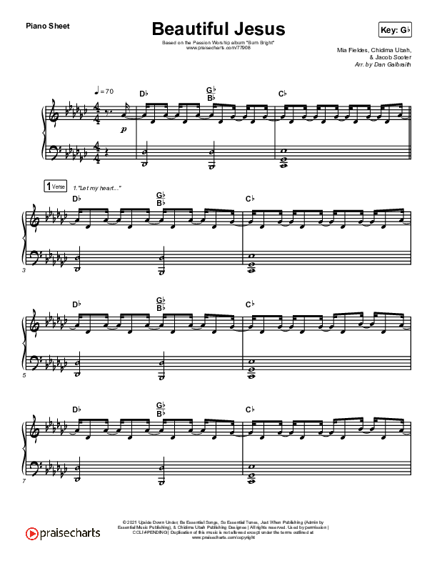 Beautiful Jesus Piano Sheet (Passion / Chidima)