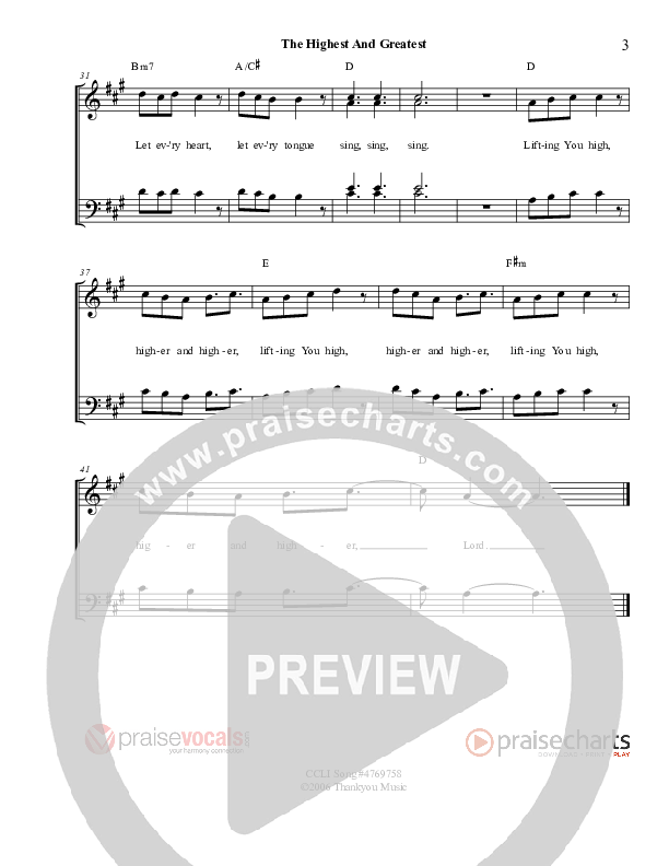 The Highest And The Greatest Lead Sheet (PraiseVocals)