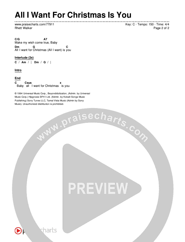 All I Want For Christmas Chords & Lyrics (Rhett Walker)