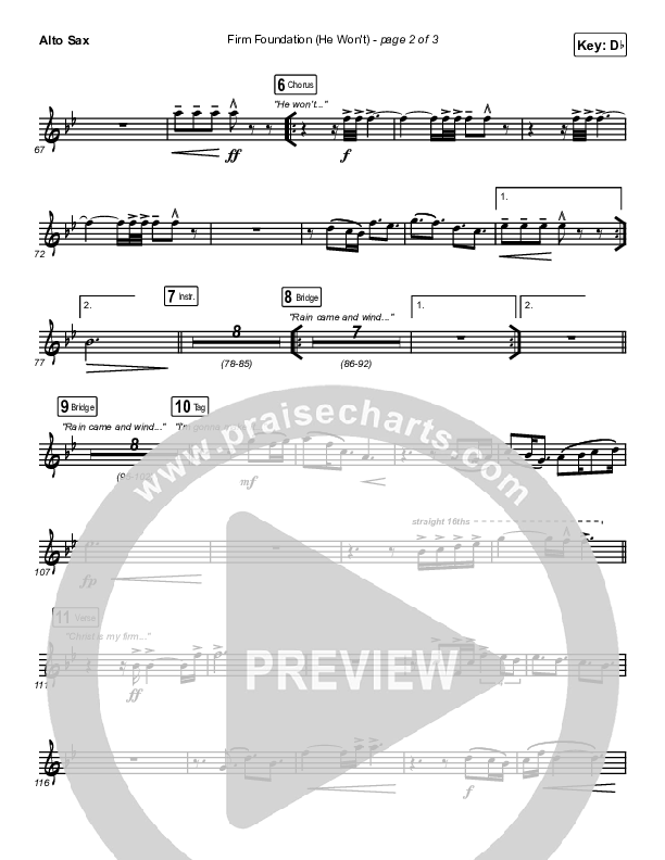 Firm Foundation (He Won't) (Live) Alto Sax (Cody Carnes / Chandler Moore / Maverick City Music)