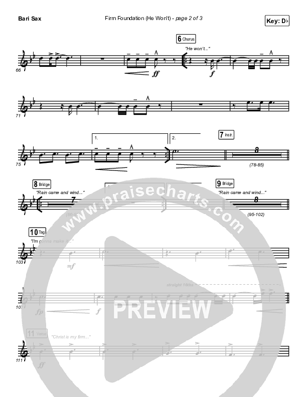 Firm Foundation (He Won't) (Live) Bari Sax (Cody Carnes / Chandler Moore / Maverick City Music)