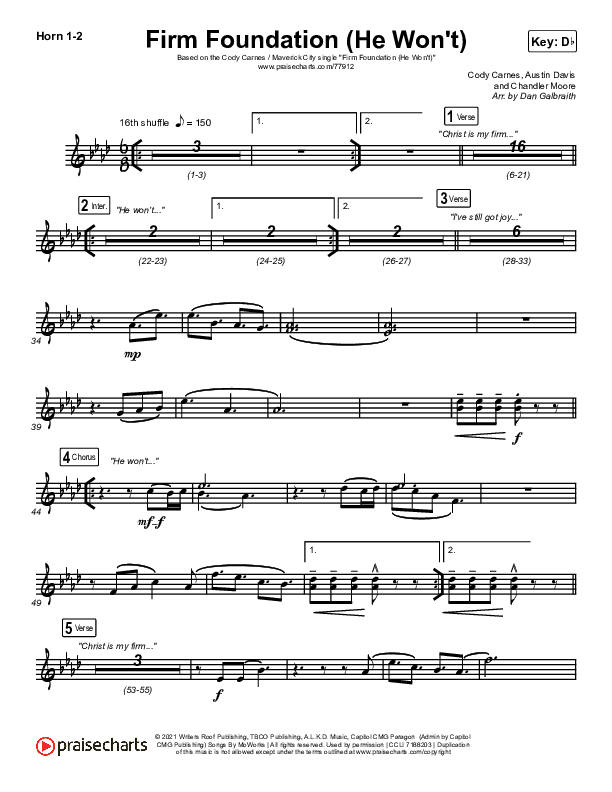 Firm Foundation (He Won't) (Live) Brass Pack (Cody Carnes / Chandler Moore / Maverick City Music)