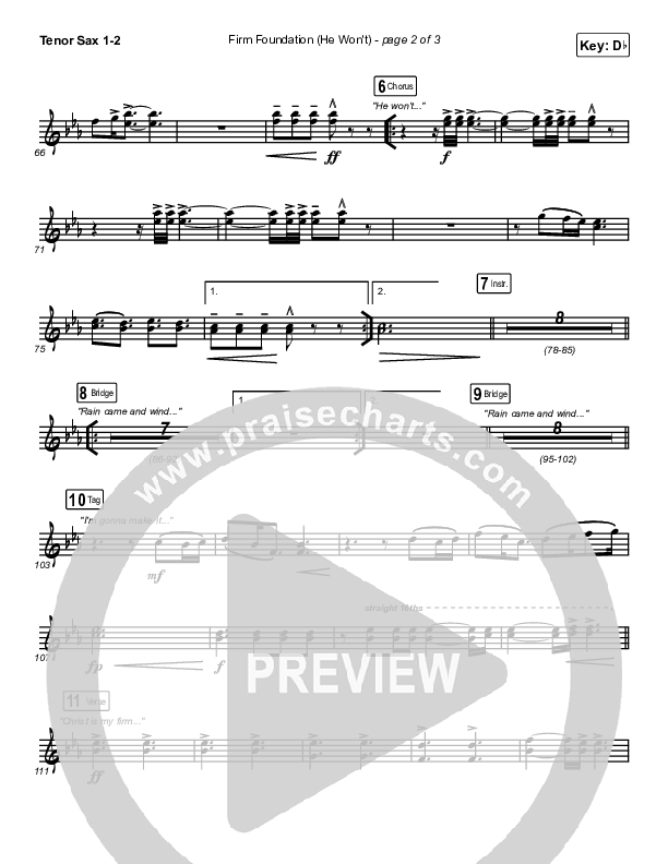 Firm Foundation (He Won't) (Live) Tenor Sax 1/2 (Cody Carnes / Chandler Moore / Maverick City Music)