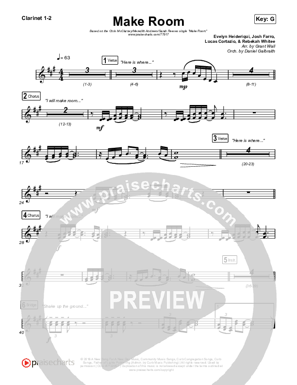 Make Room Clarinet 1,2 (Meredith Andrews / Sarah Reeves / Chris McClarney)