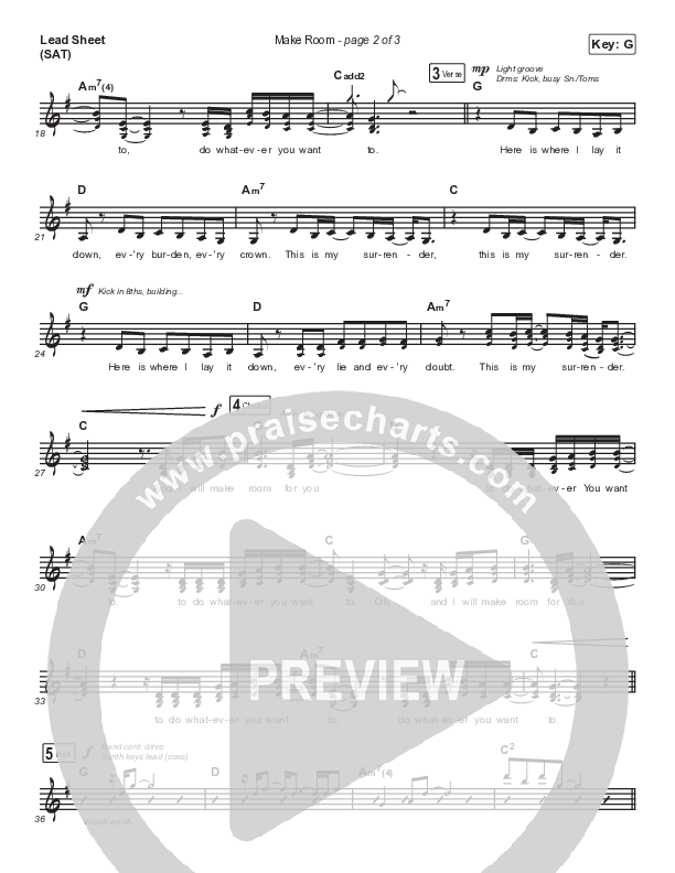 Make Room Lead Sheet (SAT) (Meredith Andrews / Sarah Reeves / Chris McClarney)