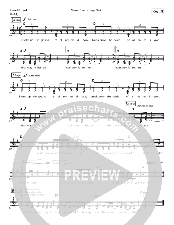 Make Room Lead Sheet (SAT) (Meredith Andrews / Sarah Reeves / Chris McClarney)