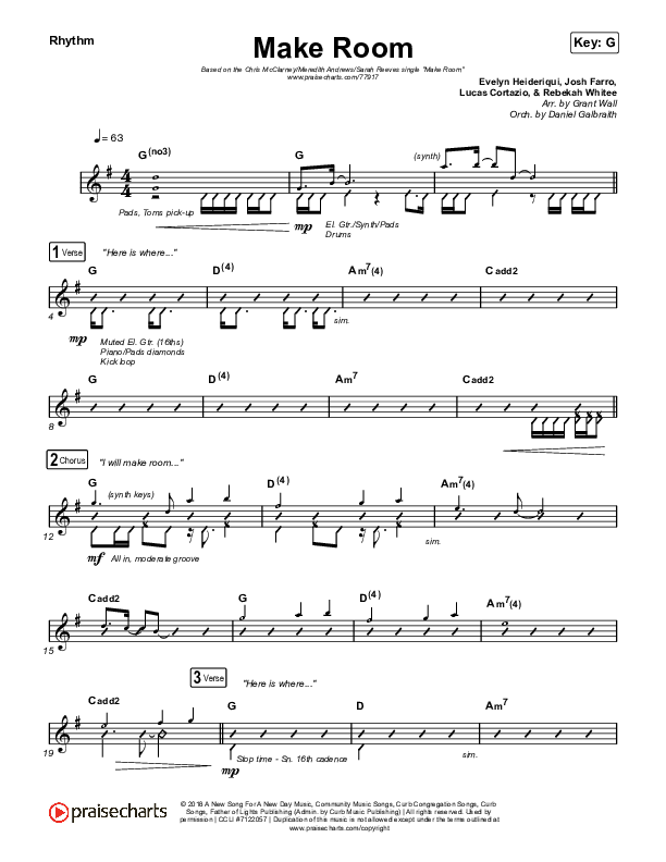 Make Room Rhythm Chart (Meredith Andrews / Sarah Reeves / Chris McClarney)
