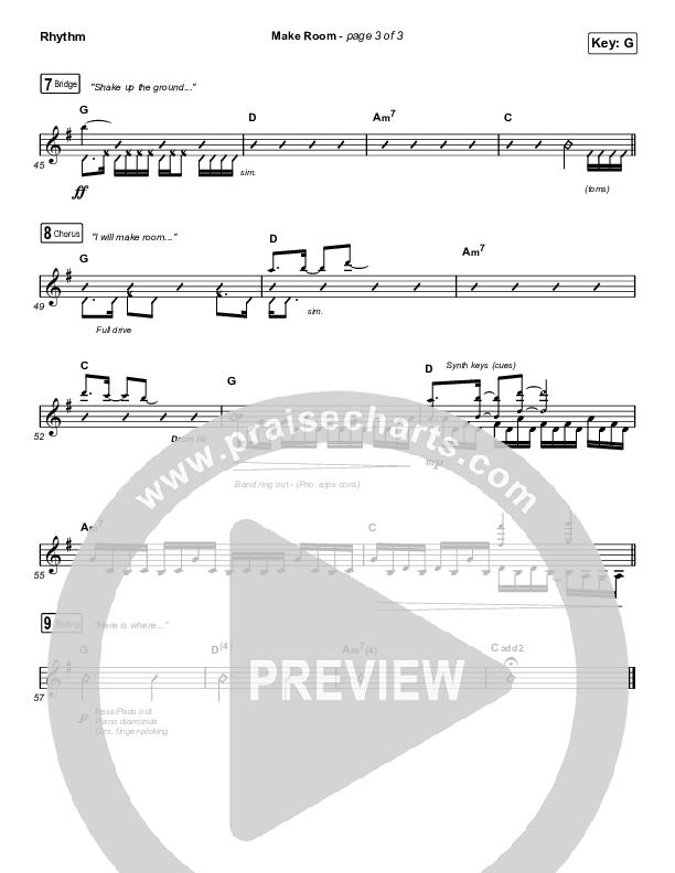 Make Room Rhythm Chart (Meredith Andrews / Sarah Reeves / Chris McClarney)