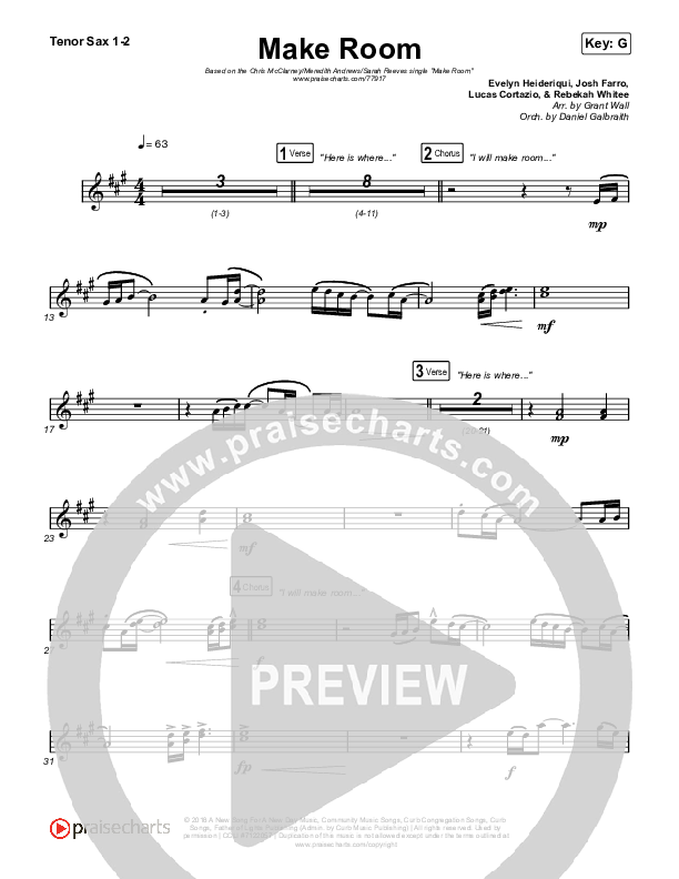 Make Room Tenor Sax 1,2 (Meredith Andrews / Sarah Reeves / Chris McClarney)