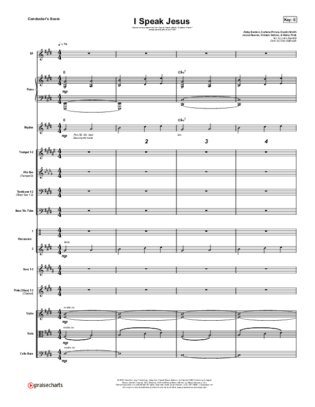 I Speak Jesus (Choral Anthem SATB) Orchestration (Charity Gayle / Arr. Luke Gambill)
