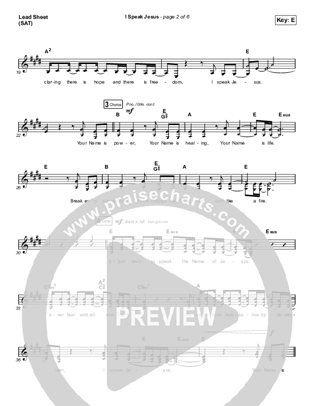 I Speak Jesus (Choral Anthem SATB) Lead Sheet (SAT) (Charity Gayle / Arr. Luke Gambill)