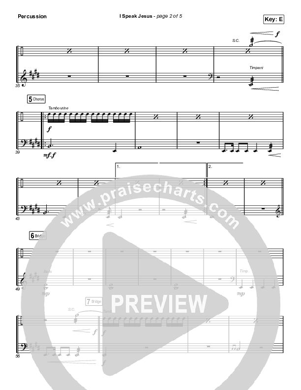 I Speak Jesus (Choral Anthem SATB) Percussion (Charity Gayle / Arr. Luke Gambill)