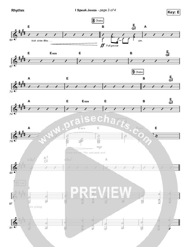 I Speak Jesus (Choral Anthem SATB) Rhythm Chart (Charity Gayle / Arr. Luke Gambill)