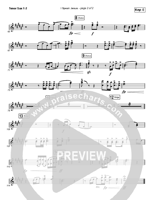 I Speak Jesus (Choral Anthem SATB) Tenor Sax 1/2 (Charity Gayle / Arr. Luke Gambill)