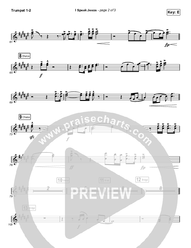 I Speak Jesus (Choral Anthem SATB) Trumpet 1,2 (Charity Gayle / Arr. Luke Gambill)