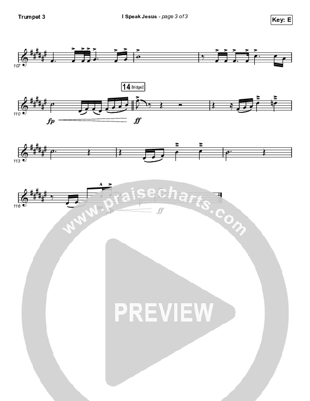 I Speak Jesus (Choral Anthem SATB) Trumpet 3 (Charity Gayle / Arr. Luke Gambill)
