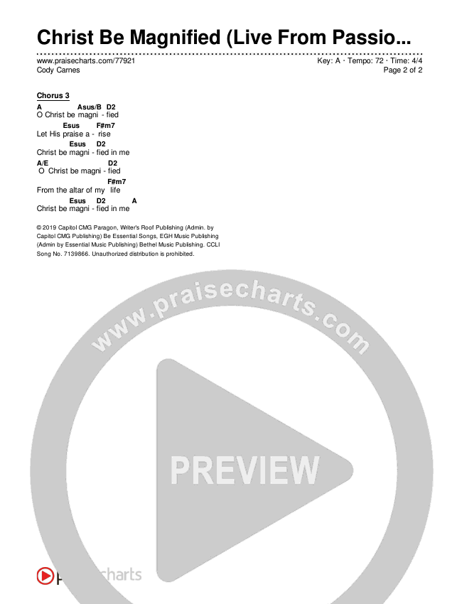 Christ Be Magnified (Live From Passion 2020) Chords & Lyrics (Cody Carnes)