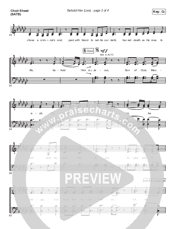 Behold Him (Live) Choir Sheet (SATB) (The Worship Initiative / Aaron Williams / John Marc Kohl)