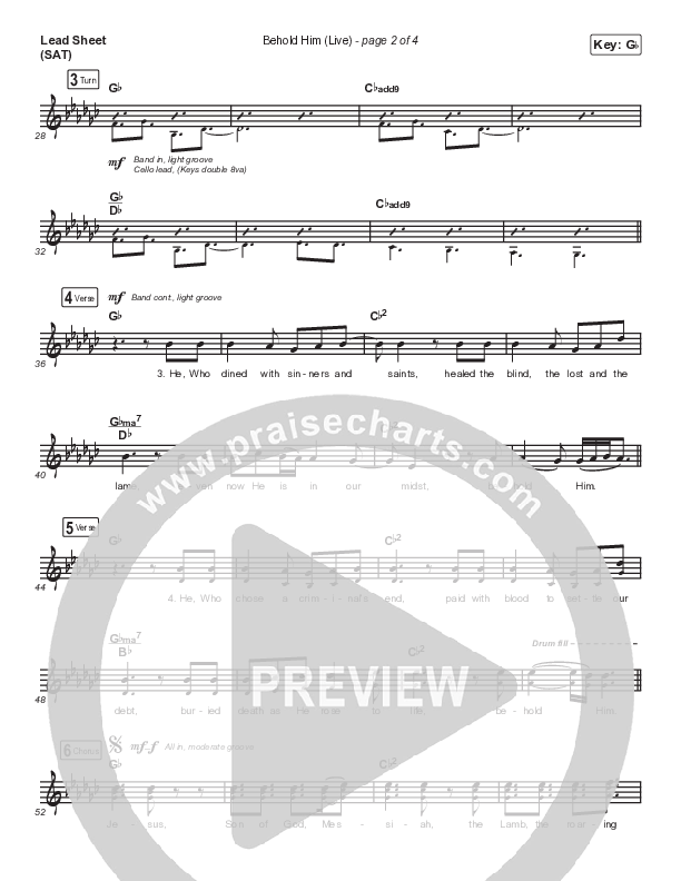 Behold Him (Live) Lead Sheet (SAT) (The Worship Initiative / Aaron Williams / John Marc Kohl)