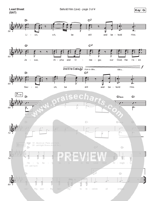 Behold Him (Live) Lead Sheet (SAT) (The Worship Initiative / Aaron Williams / John Marc Kohl)