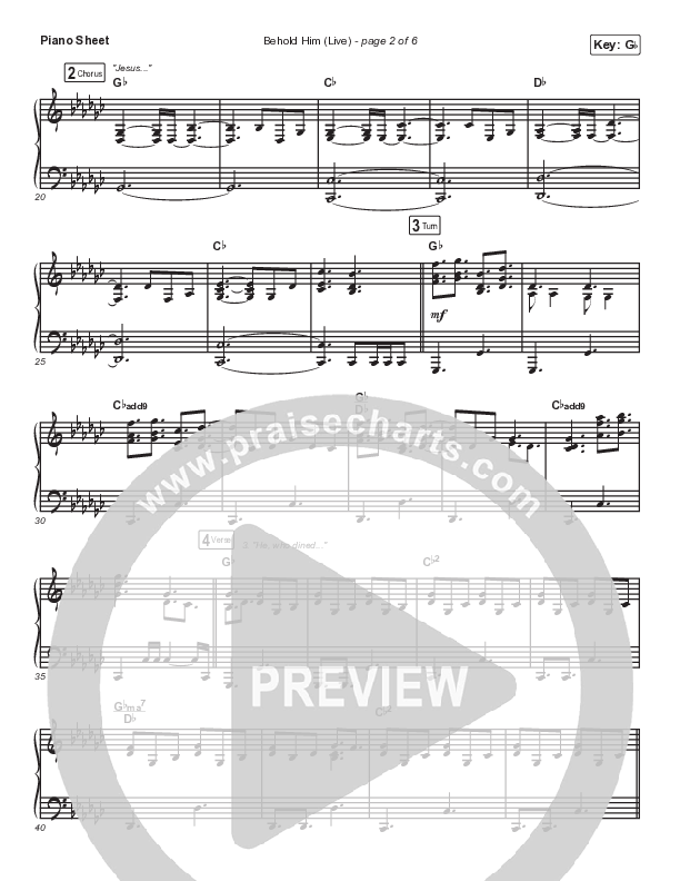 Behold Him (Live) Piano Sheet (The Worship Initiative / Aaron Williams / John Marc Kohl)