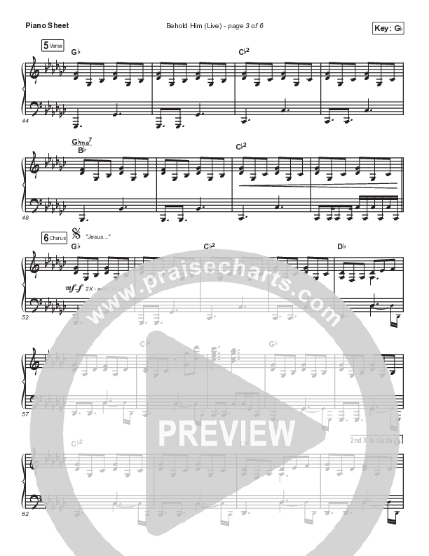 Behold Him (Live) Piano Sheet (The Worship Initiative / Aaron Williams / John Marc Kohl)