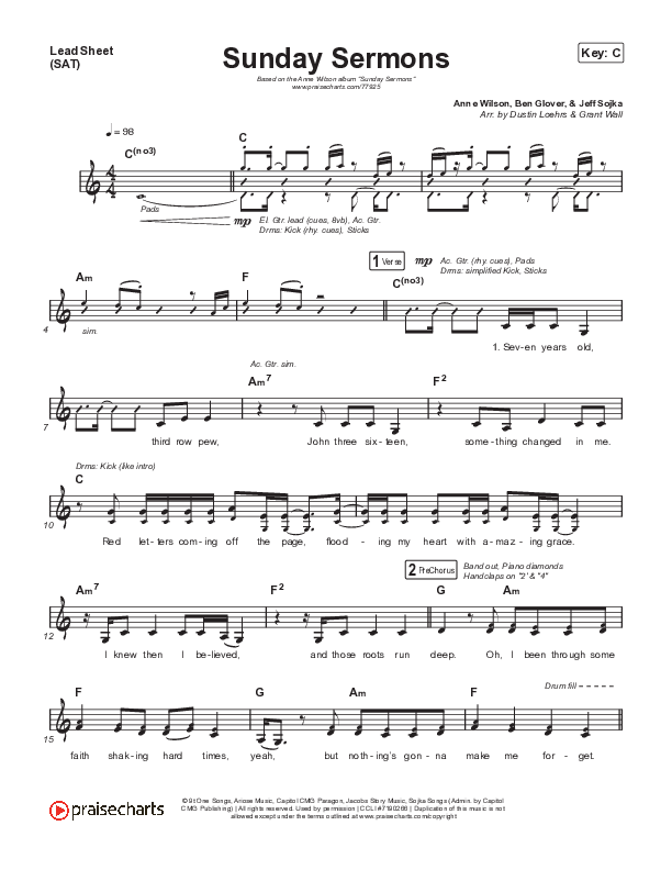 Sunday Sermons Lead Sheet (SAT) (Anne Wilson)