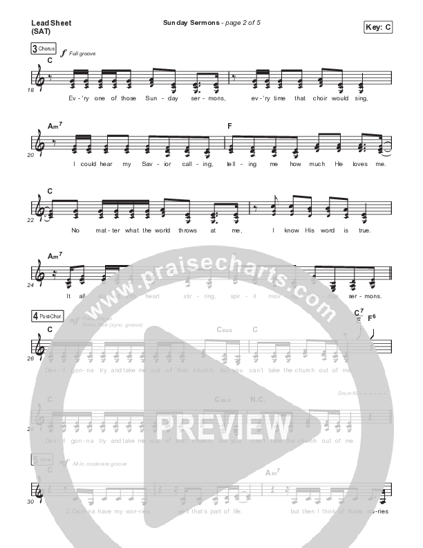 Sunday Sermons Lead Sheet (SAT) (Anne Wilson)