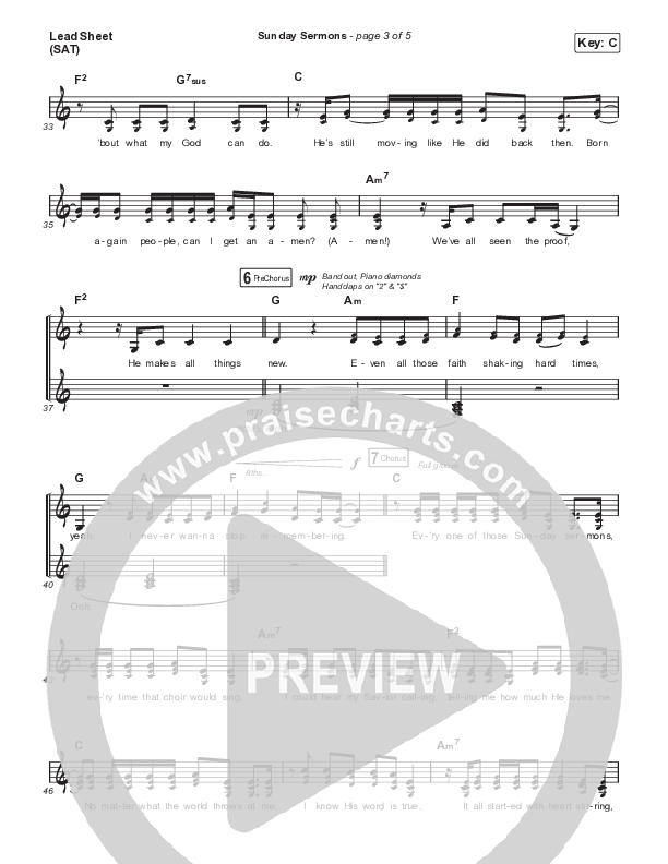 Sunday Sermons Lead Sheet (SAT) (Anne Wilson)