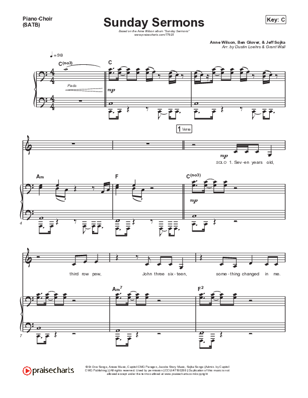 Sunday Sermons Piano/Vocal Pack (Anne Wilson)