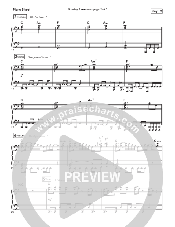 Sunday Sermons Piano Sheet (Anne Wilson)