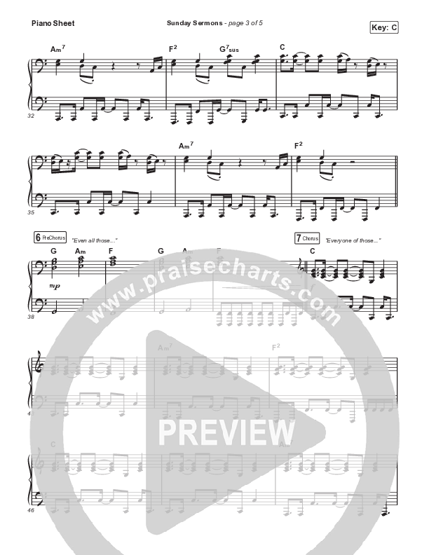 Sunday Sermons Piano Sheet (Anne Wilson)