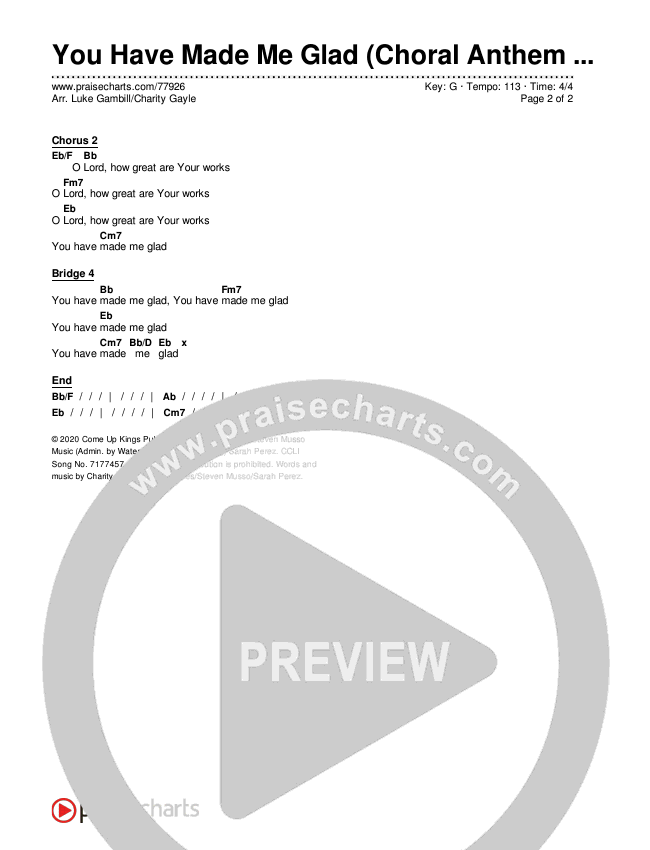 You Have Made Me Glad (Choral Anthem SATB) Chords & Lyrics (Arr. Luke Gambill / Charity Gayle)